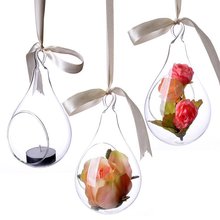 Vaso de vidro para decoração de casamento 3 pçs, para pendurar no teto, bola, formato de água, vaso de flores 2024 - compre barato