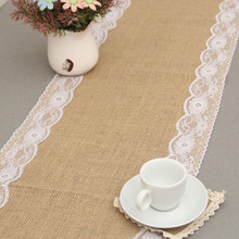 BALLE Burlap Table Runner, Lace Hessian Table Cover Country Wedding Party Dining Table Decoration Farmhouse Decor 2024 - buy cheap