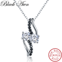 [BLACK AWN]-Collar de plata de ley 925 para mujer, joyería de plata de ley, collares, colgantes, bisutería femenina, regalo para niña K024 2024 - compra barato