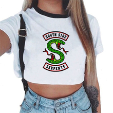 Tops estéticos de los 90 para mujer, camisetas blancas con estampado de serpientes del lado del Sur y Riverdale, camiseta de manga corta con estampado de serpiente para mujer 2024 - compra barato