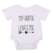Комбинезон с надписью «My Auntie Love Me» для маленьких мальчиков и девочек, милый комбинезон, хлопковая одежда, наряды на 0-18 месяцев 2024 - купить недорого