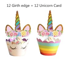 Unicorn Cupcake Wrappers Happy Birthday Cake Toppers Party Cake Decor Fruit Toothpick Baby Shower Unicorn Party Cupcake Toppers 2024 - buy cheap