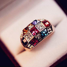 Женское кольцо с разноцветным цирконом, 1 шт. 2024 - купить недорого