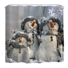 Christmas Shower Curtain Waterproof Made of 100% Polyester Fabric Easy to Rinse L-Scarf Snowman 2024 - buy cheap