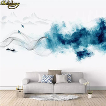 Beibehang-papel tapiz personalizado para sala de estar, foto de paisaje de tinta azul abstracta, mural de fondo de TV, papeles tapiz, decoración del hogar 2024 - compra barato