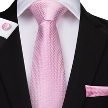 6 Styles Solid Floral Plaid Ties Men Pink White Blue Yellow Green Necktie Hanky Cufflinks Fashion Silk 8.5CM Neckties Men Tie 2024 - buy cheap