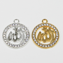 6pcs Eid Islamic Allah Necklace Pendant Female Rhinestone  Crystal Round Charm Religious Muslim Jewelry Accessories 2024 - buy cheap