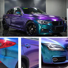 1.52*3M Glossy Chameleon Pearl Glitter Vinyl Sticker Purple to Sky Blue Car Wrap Sticker Decal Air Release Film 2024 - buy cheap