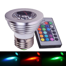 Bombilla LED para decoración de fiesta en casa, foco de luz RGB de 4W, E27, 85-265V, 16 colores cambiantes, con control remoto IR, 20 unids/lote 2024 - compra barato