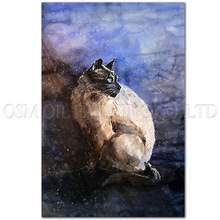 Professional Artist Handmade High Quality Siamese Oil Painting on Canvas Abstract Siamese Cat Oil Painting for Living Room 2024 - buy cheap