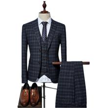 Blazer masculino (jaqueta + calça) 2019, de lã, slim fit, para casamento, terno, 3 cores 2024 - compre barato