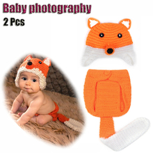 Sombrero de ganchillo para bebé recién nacido, accesorios de fotografía infantil, bonito Zorro, 2 unids/lote, gran oferta 2024 - compra barato