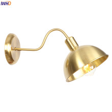 IWHD-Lámpara LED de pared de cobre, Retro, nórdica, RH, Vintage, para baño, cabecera, sala de estar, aplique, luminaria de murales 2024 - compra barato