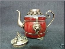 Porcelana chinesa de prata refinada tibetana dragon phoenix ferramentas de pote de chá decoração de casamento bronze 2024 - compre barato