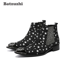 Batzuzhi-Botas militares de seguridad para Hombre, botines con punta puntiaguda Botines de Cuero Estrellas Negras, Western Rock, US12 2024 - compra barato
