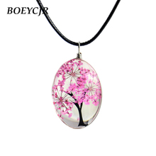BOEYCJR-collar de resina y flor seca para mujer, joyería étnica Vintage, Forma del árbol, hecho a mano, regalo, 8 colores disponibles 2024 - compra barato