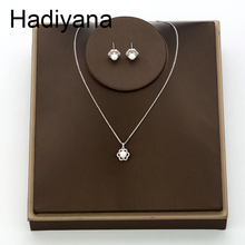Hadiyana Shiny Temperament Bride Goddess AAA Zircon Set Hot Pearl Flower Sets For Women Necklace Earrings Jewelry Party TZ8108 2024 - buy cheap