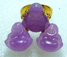 FREE shipping>>>>>>Fashion Chinese Style Purple Jade Buddha Stud Earrings Ring Jewelry Set 2024 - buy cheap