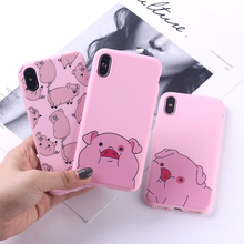 Funda de silicona suave con dibujos de animales para iPhone, funda bonita con dibujos de cerdo para iPhone 12 11 13Pro Max 8 8Plus X XS Max 7 7Plus 2024 - compra barato