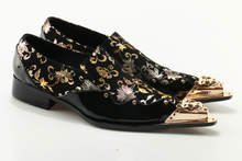 Sapatos masculinos formais de couro, calçados oxford estilosos para homens com padrão floral 2024 - compre barato
