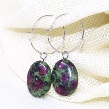 earrings dangle oval eardrop for women red green stone weddings party gift earbob 13*18mm fine jewelry B1773 2024 - buy cheap