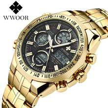 WWOOR Luxury Brand Quartz Watch Men Digital Watch Fashion Men  Electronic Dual Display Sport Waterproof Watch Relogio Masculino 2024 - buy cheap