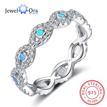 Infinity love soild 925 prata esterlina anel azul opala pedra elegante jóias de casamento presentes para mulher (jewelora ri102886) 2024 - compre barato