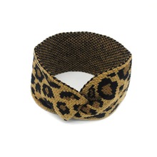 Tiara feminina vintage, faixa de cabelo larga de malha com estampa de leopardo, turbante para limpeza do rosto 2024 - compre barato