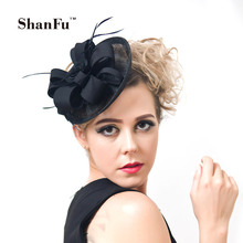 ShanFu Women Sinamay Fascinator Ladies Fancy Clip Elegent Flower Headband for Wedding Church Cocktail Navy SFCS12386 6pcs/lot 2024 - buy cheap