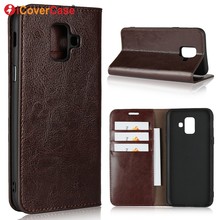 Capa tipo carteira para samsung galaxy, capa de couro genuíno para os modelos a6 2018 e a6 plus 2018 2024 - compre barato