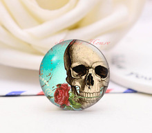 Handmade Round Happy Halloween Skeleton photo glass Cabochons, Jewelry Finding Cameo Pendant Settings, (F008-274) 2024 - buy cheap