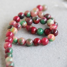(Min Order1) 8mm Fashion Multicolor Red&Green Chalcedony Beads Round DIY Beads Stone 15inch Girl Jewelry Making Design Wholesale 2024 - buy cheap