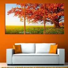 Handmade 3P Modern Pictures On Canvas Oil Painting No Frame Abstract For Living Room Maple Landscape Wall Art Autumn View 2024 - buy cheap