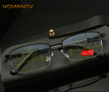 Montura de gafas de aleación de titanio de pierna de memoria progresiva de lectura multifocales, Media llanta, ver cerca y lejos, TOP 0, añadir + 0,75 a + 4 2024 - compra barato