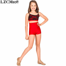 LZCMsoft Criança Cintura Alta Shorts de Ginástica Para Meninas Spandex Lycra Preto Ballet Dança Shorts Para Meninos Desgaste Performance de Palco 2024 - compre barato