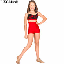 LZCMsoft Child High Waisted Gymnastics Shorts For Girls Spandex Lycra Black Ballet Dance Shorts For Boys Stage Performance Wear 2024 - buy cheap