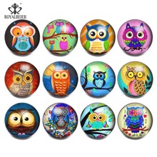 ROYALBEIER 12pcs/lot Mixed Owl Exotic 18mm Glass Snap Button Jewelry Faceted Glass Snap Fit Snap Bracelet Snaps Jewelry kg0074 2024 - buy cheap