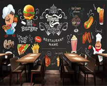 Beibehang-papel de pared de tamaño personalizado HD, papel de pared interior sedoso, pintado a mano, para restaurante de comida rápida, hamburguesa, Fondo para tienda 2024 - compra barato