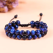 Blue Tiger Eye Men's Bracelet Beads Natural Stone Handmade Adjustable Charm Bracelets for Women Men Jewelry 2019 2024 - buy cheap