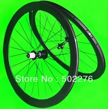 Aro da roda do rodado do clincher da bicicleta de estrada do carbono 3k 50mm, raios, cubo 2024 - compre barato