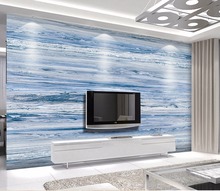 Papel de parede bacaz moderno, mural 3d, água do mar, decoração azul 8d, adesivo para sala de estar 2024 - compre barato