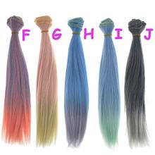 Peruca gradiente artesanal colorida bjd 25*100cm, fibra diy, material de alta temperatura, acessórios de cabelo para boneca 1/12 1/6 2024 - compre barato