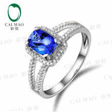 CaiMao 18KT/750  White Gold 1.02 ct Natural IF Blue Tanzanite AAA 0.24 ct Full Cut Diamond Engagement Gemstone Ring Jewelry 2024 - buy cheap