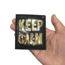 New Arrival Gold KEEP CALM Embroidery Applique Sequined Patches for Clothes DIY Iron on Letters Badge Sequins Patch 10PCS/lot 2024 - buy cheap