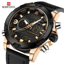 Naviforce relógio masculino impermeável, relógio de pulso digital esportivo militar de couro quartzo para homens, marca de luxo 2024 - compre barato