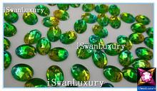 Cuentas sueltas de diamantes de imitación de 9x12mm, ovaladas, verdes y amarillas, bicolores, para coser A mano, accesorios de diamantes de imitación, China A ++ 2024 - compra barato