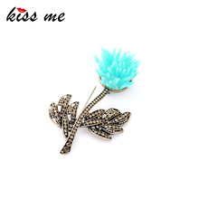 Retro Alloy Crysatl Resin Flowers Women Brooch 2016 Fashion Party Jewelry Factory Factory 2024 - buy cheap