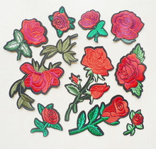 1 pc Hot Melt Rosa Flores Listras Bordados Applique Ferro Em Patches Costura para Roupas de vestuário Vestido Artesanato Emblemas Adesivos 2024 - compre barato