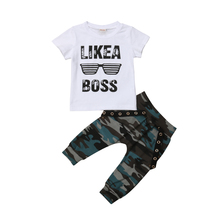 2pcs Infant Toddler Newborn Baby Boy Letter T-shirt Tops Camouflage Long Pants Baby Boy Summer Casual Clothes Set 0-3Y 2024 - buy cheap