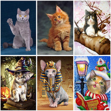 Full Square Drill Cat 5D Resin Diamond Painting Full Round Drill Animal 3D Images Embroidery Cross Stitch Home Decor Single Gift 2024 - buy cheap